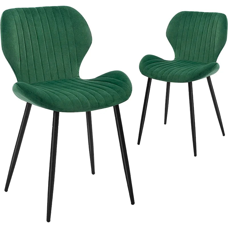 Modern Upholstered Dining Chairs with Metal Legs, Set of 2, Brown