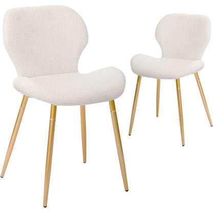 Modern Upholstered Dining Chairs with Metal Legs, Set of 2, Brown