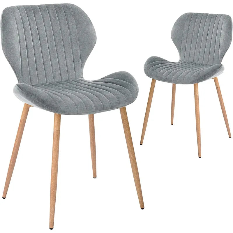 Modern Upholstered Dining Chairs with Metal Legs, Set of 2, Brown