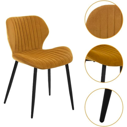Modern Upholstered Dining Chairs with Metal Legs, Set of 2, Brown