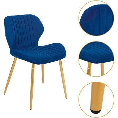 Modern Upholstered Dining Chairs with Metal Legs, Set of 2, Brown