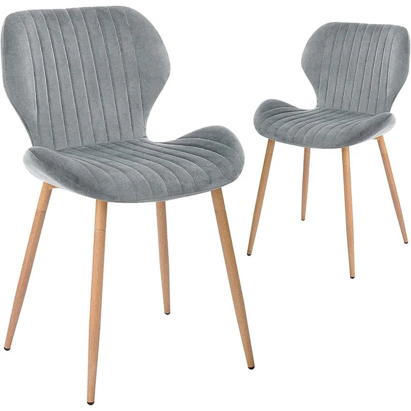 Modern Upholstered Dining Chairs with Metal Legs, Set of 2, Brown