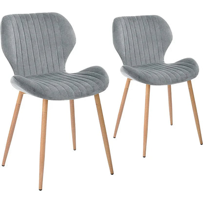 Modern Upholstered Dining Chairs with Metal Legs, Set of 2, Brown