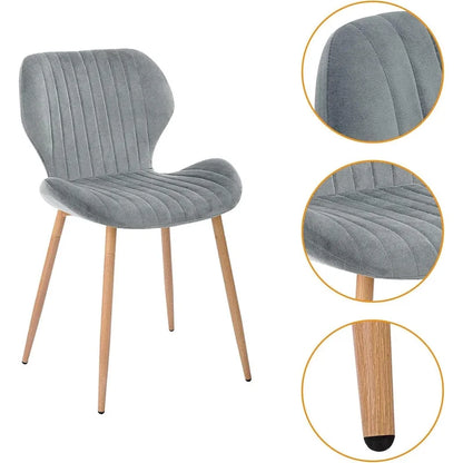 Modern Upholstered Dining Chairs with Metal Legs, Set of 2, Brown