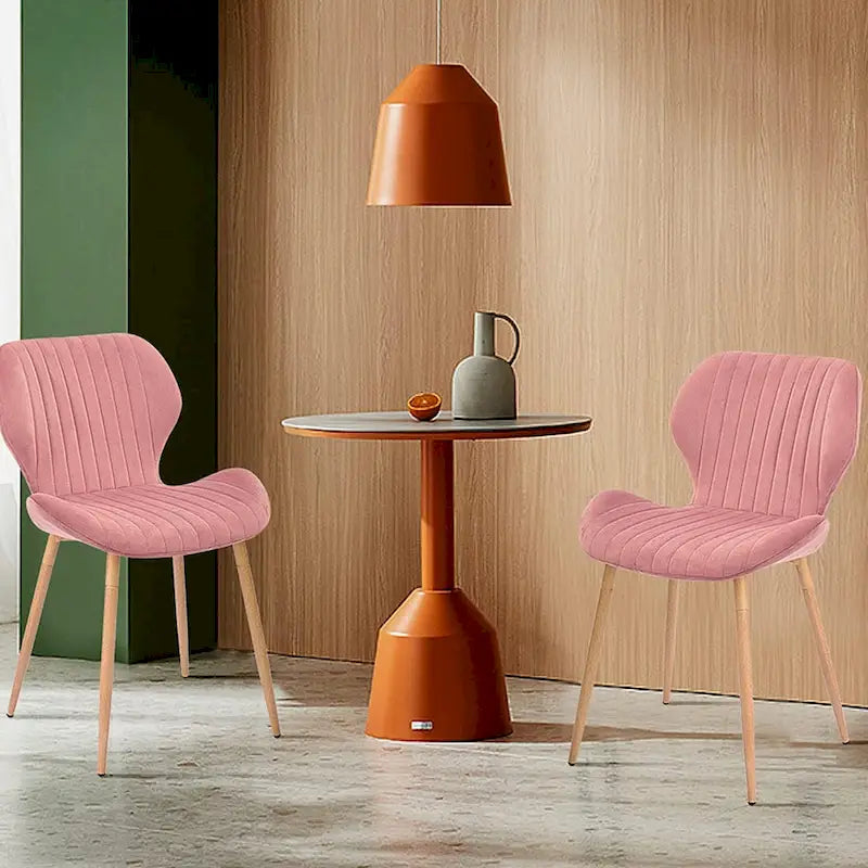 Modern Upholstered Dining Chairs with Metal Legs, Set of 2, Brown