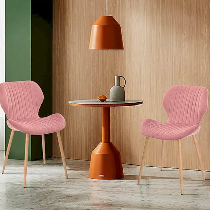 Modern Upholstered Dining Chairs with Metal Legs, Set of 2, Brown