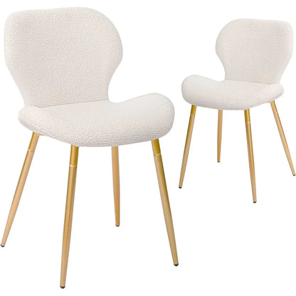 Modern Upholstered Dining Chairs with Metal Legs, Set of 2, Brown