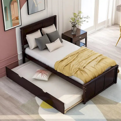 Merax Twin Size Platform Bed with Trundle