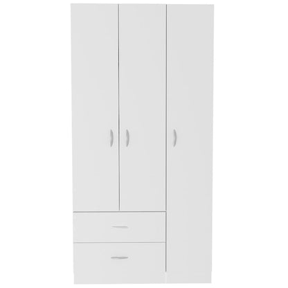 FM Furniture Eureka 3 Door Armoire with 2 Drawers, Inner Shelves, and Rod