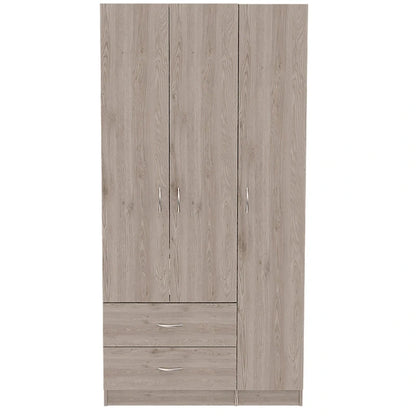 FM Furniture Eureka 3 Door Armoire with 2 Drawers, Inner Shelves, and Rod
