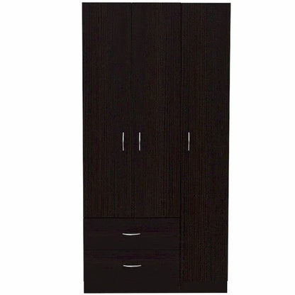 FM Furniture Eureka 3 Door Armoire with 2 Drawers, Inner Shelves, and Rod