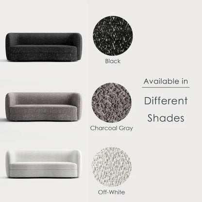 Furniture of America Ophelia Modern Curved Arms Boucle Sofa Couch with Kidney Style Seat and Round Wooden Legs