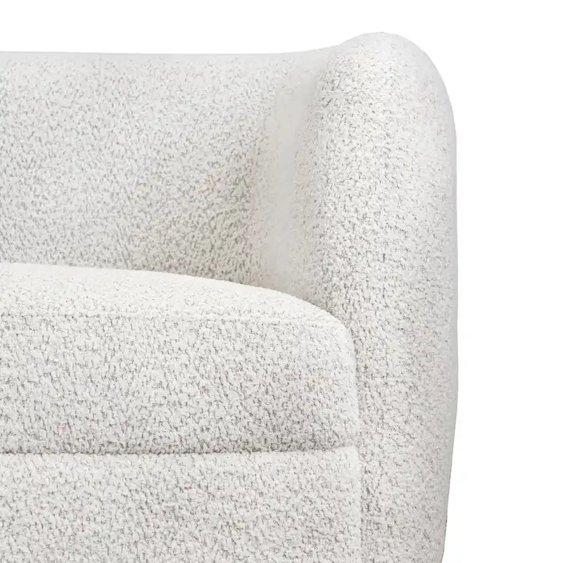 Furniture of America Ophelia Modern Curved Arms Boucle Sofa Couch with Kidney Style Seat and Round Wooden Legs