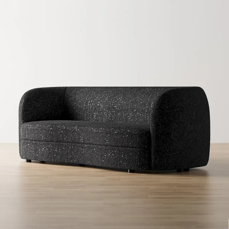 Furniture of America Ophelia Modern Curved Arms Boucle Sofa Couch with Kidney Style Seat and Round Wooden Legs
