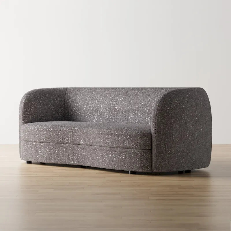 Furniture of America Ophelia Modern Curved Arms Boucle Sofa Couch with Kidney Style Seat and Round Wooden Legs