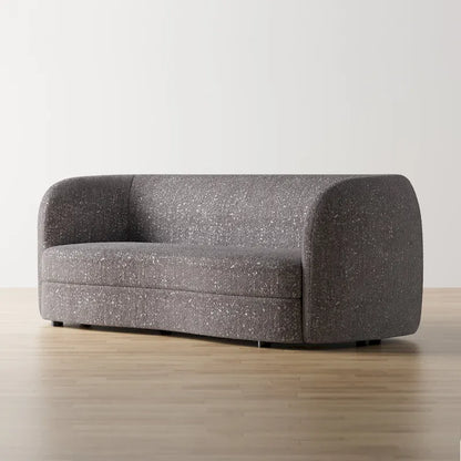 Furniture of America Ophelia Modern Curved Arms Boucle Sofa Couch with Kidney Style Seat and Round Wooden Legs
