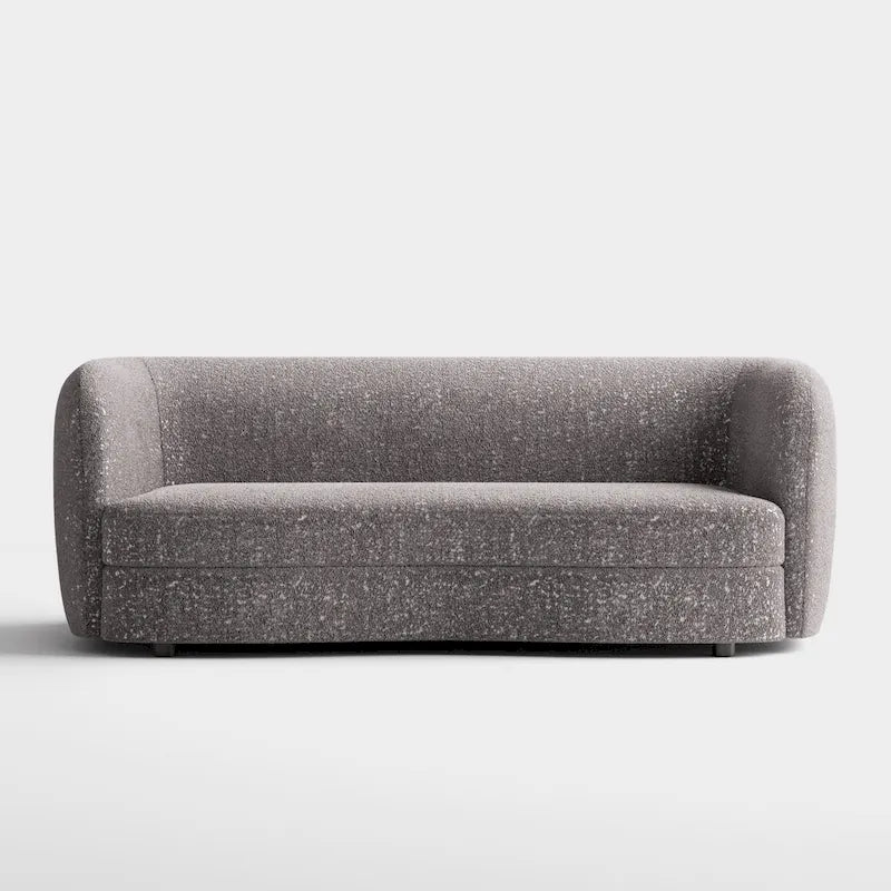 Furniture of America Ophelia Modern Curved Arms Boucle Sofa Couch with Kidney Style Seat and Round Wooden Legs