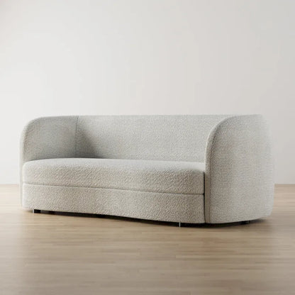 Furniture of America Ophelia Modern Curved Arms Boucle Sofa Couch with Kidney Style Seat and Round Wooden Legs
