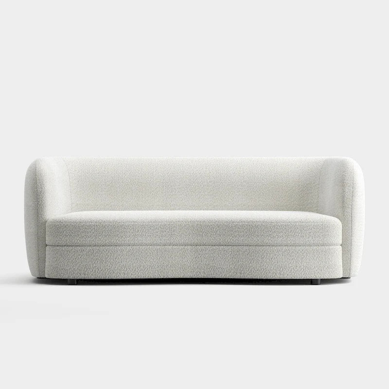 Furniture of America Ophelia Modern Curved Arms Boucle Sofa Couch with Kidney Style Seat and Round Wooden Legs
