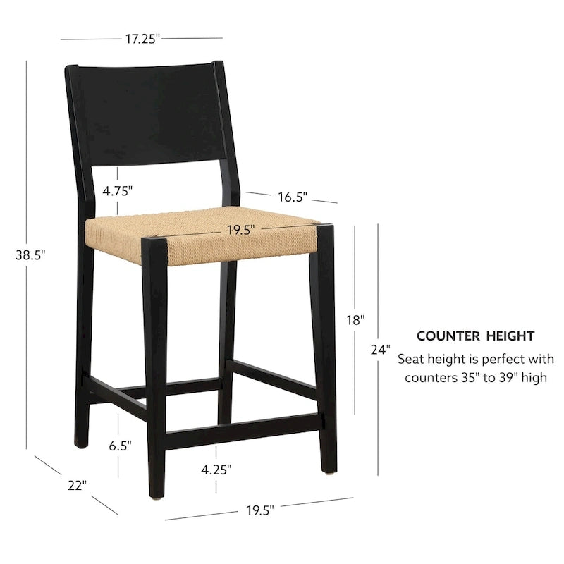 Caelan Seagrass 24-Inch Counter Stool (Set of 2)