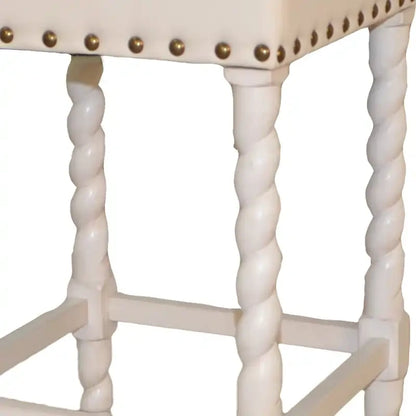24 Cream And White Backless Counter Height Bar Chair With Footrest - 16.375