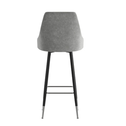 Commercial LeatherSoft Bar Height Stool with Metal Feet & Footrests - 2 Pack - 18.5W x 20D x 43.25H