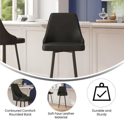 Commercial LeatherSoft Bar Height Stool with Metal Feet & Footrests - 2 Pack - 18.5W x 20D x 43.25H