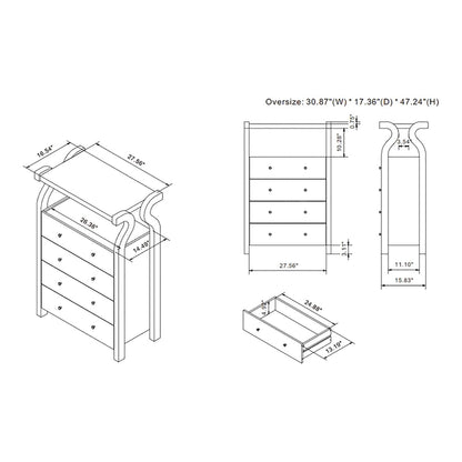 DH BASIC Transitional Coastal White 31-inch Wide 4-Drawer VerticalDresser by Denhour