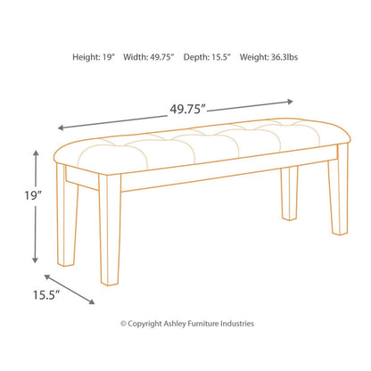 Signature Design by Ashley Ralene Brown Leatherette Dining Bench - 49.75 W x 16.25 D x 18.5 H
