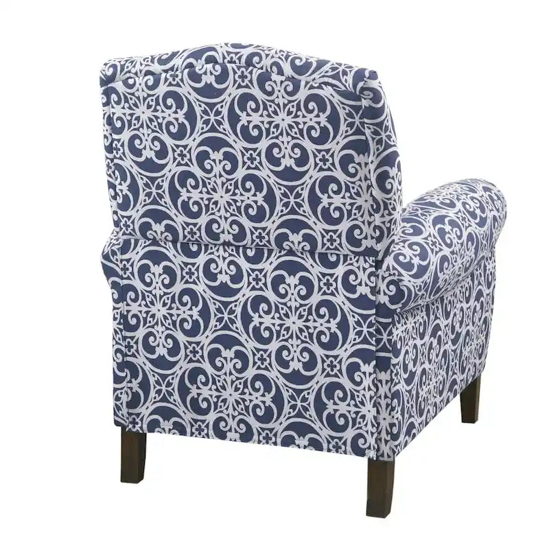 Madison Park Oscar Solid Wood Upholstered Push Back Recliner Chair with Rolled Arms