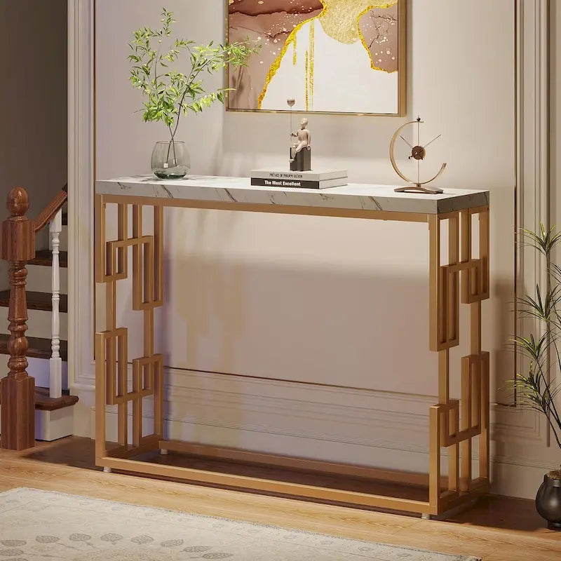 Modern Gold Console Table, 42.5 Entryway Hallway Table, Sofa Tables