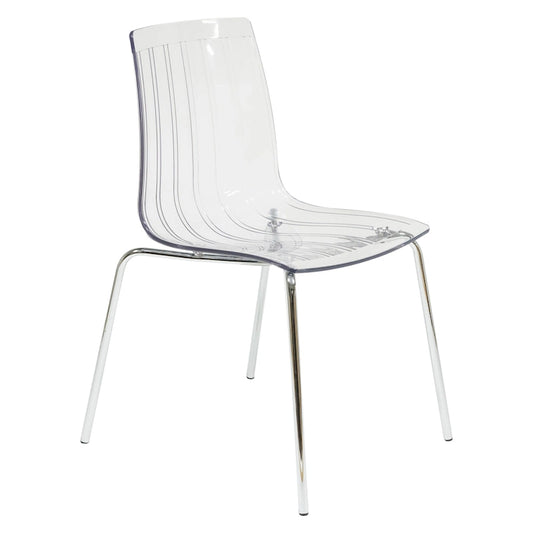 Ralph Acrylic Plastic Dining Chair Chrome Metal Legs Modern Transparent Accent Side Chair for Dining Room & Kitchen