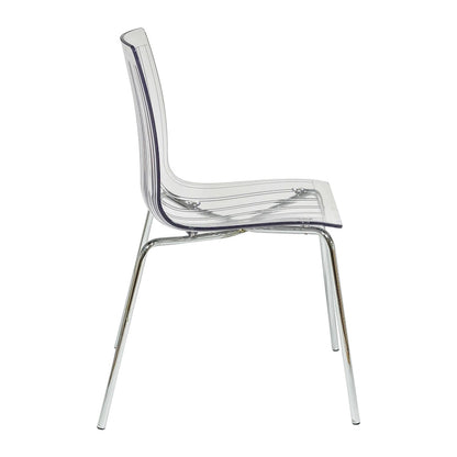 Ralph Acrylic Plastic Dining Chair Chrome Metal Legs Modern Transparent Accent Side Chair for Dining Room & Kitchen