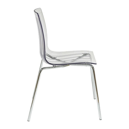 Ralph Acrylic Plastic Dining Chair Chrome Metal Legs Modern Transparent Accent Side Chair for Dining Room & Kitchen