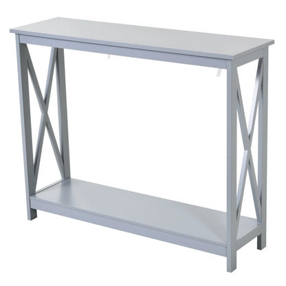 HomCom 2-Tier Bench Sofa Console Table with Underneath Storage Shelf for the Entryway, Living Room, & Hallway