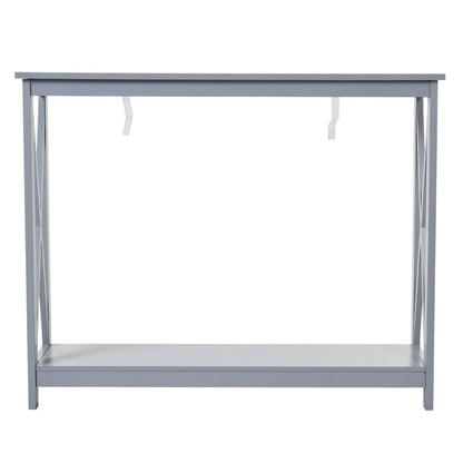 HomCom 2-Tier Bench Sofa Console Table with Underneath Storage Shelf for the Entryway, Living Room, & Hallway