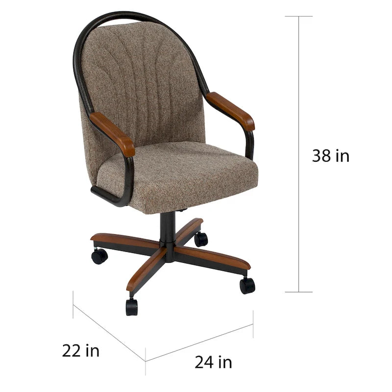 Casual Dining Barell Swivel and Tilt Rolling Dining Chair - 38Hx221/2Wx22D - 38Hx24Wx22D