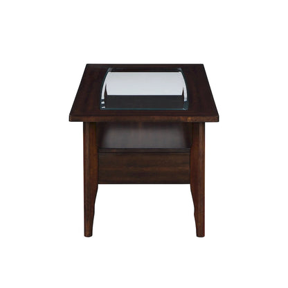 Genoas Traditional Walnut 44-inch 1-Drawer Glass Coffee Table by Furniture of America