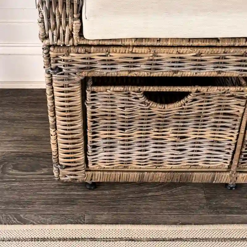 happimess Palermo 34.50 2 Drawer Wicker Storage Bench, Gray
