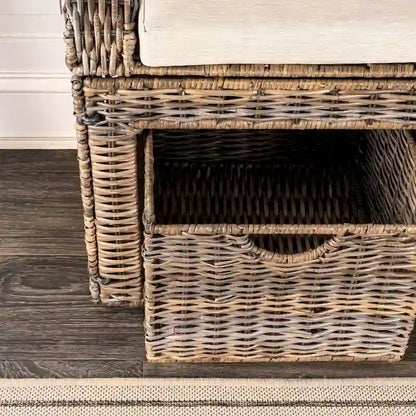 happimess Palermo 34.50 2 Drawer Wicker Storage Bench, Gray