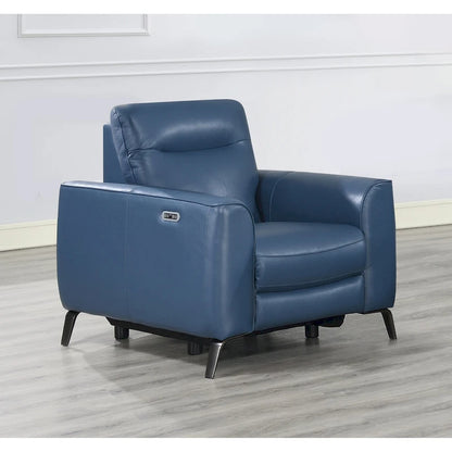 Steve Silver Top Grain Leather Ocean Blue Power Reclining Chair
