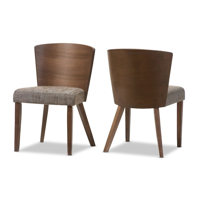 Mid Century Fabric and Wood Dining Chair 2-piece Set by Baxton Studio