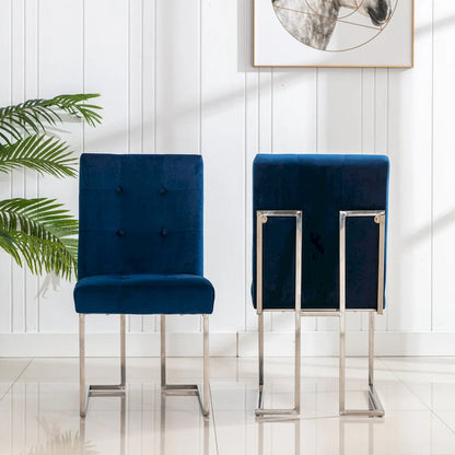 Home Beyond Velvet Upholstered Dining Side Chairs Set of 2, Navy Blue