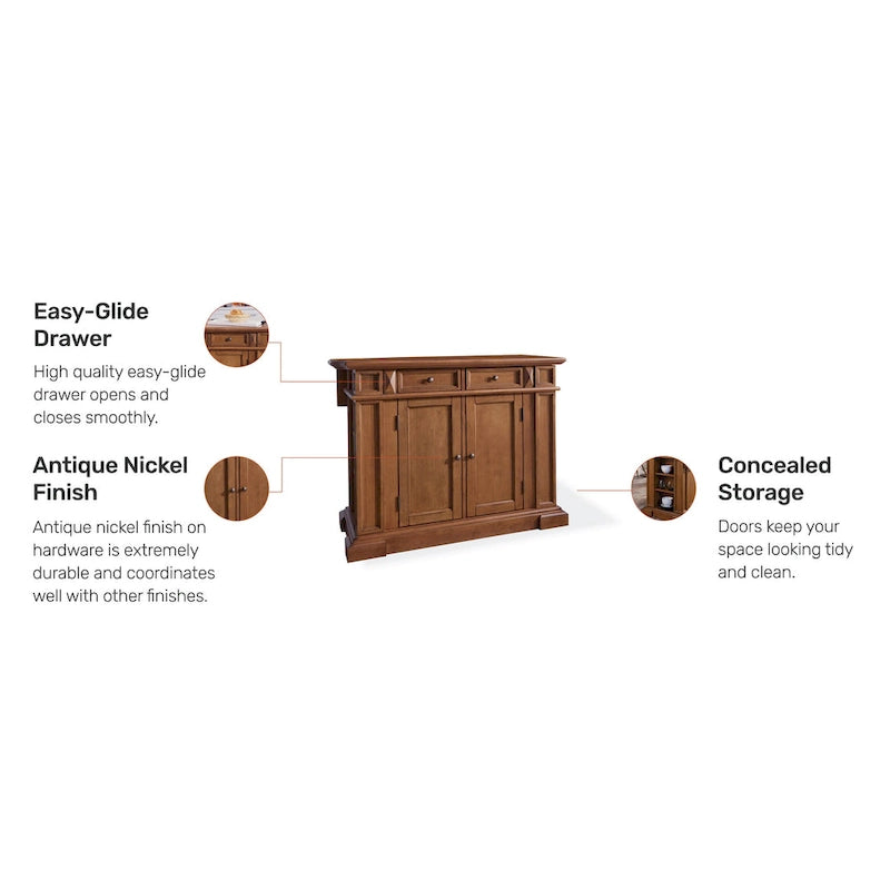 Americana Distressed Cottage Oak Kitchen Island With Drop Leaf