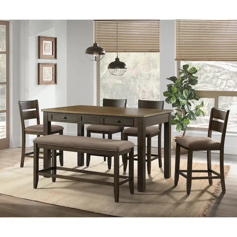 Menard Wood 6-Piece Counter Height Dining Set