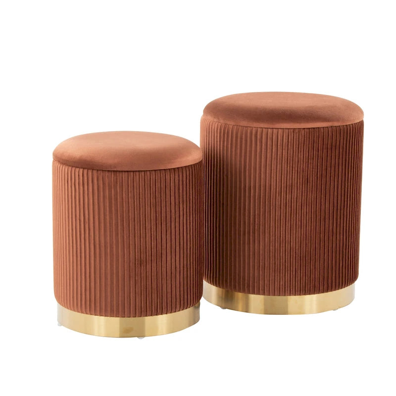Silver Orchid Corday Contemporary Pleated Nesting Ottoman Set
