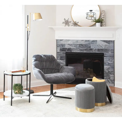 Silver Orchid Corday Contemporary Pleated Nesting Ottoman Set