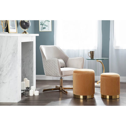 Silver Orchid Corday Contemporary Pleated Nesting Ottoman Set