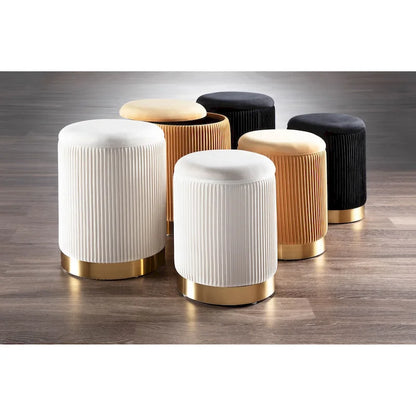 Silver Orchid Corday Contemporary Pleated Nesting Ottoman Set