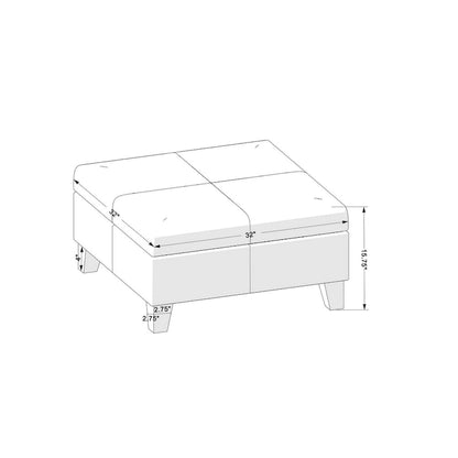 HomePop Luxury 32 Square Storage Ottoman